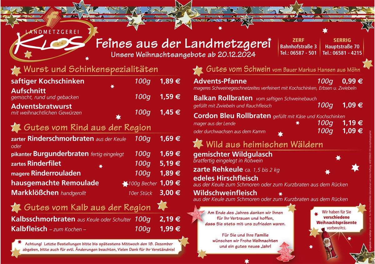 Unsere Weihnachtsangebote 2024 - Wir freuen uns auf Sie!